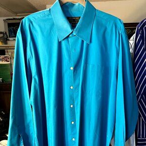 Alexander Julian Colours Turquoise Cotton Blend Long-Sleeve Button-Up SZ XL